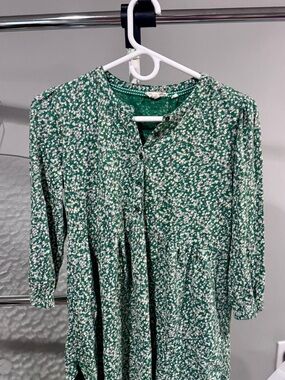 Women’s Green Floral Button-Front Dress
